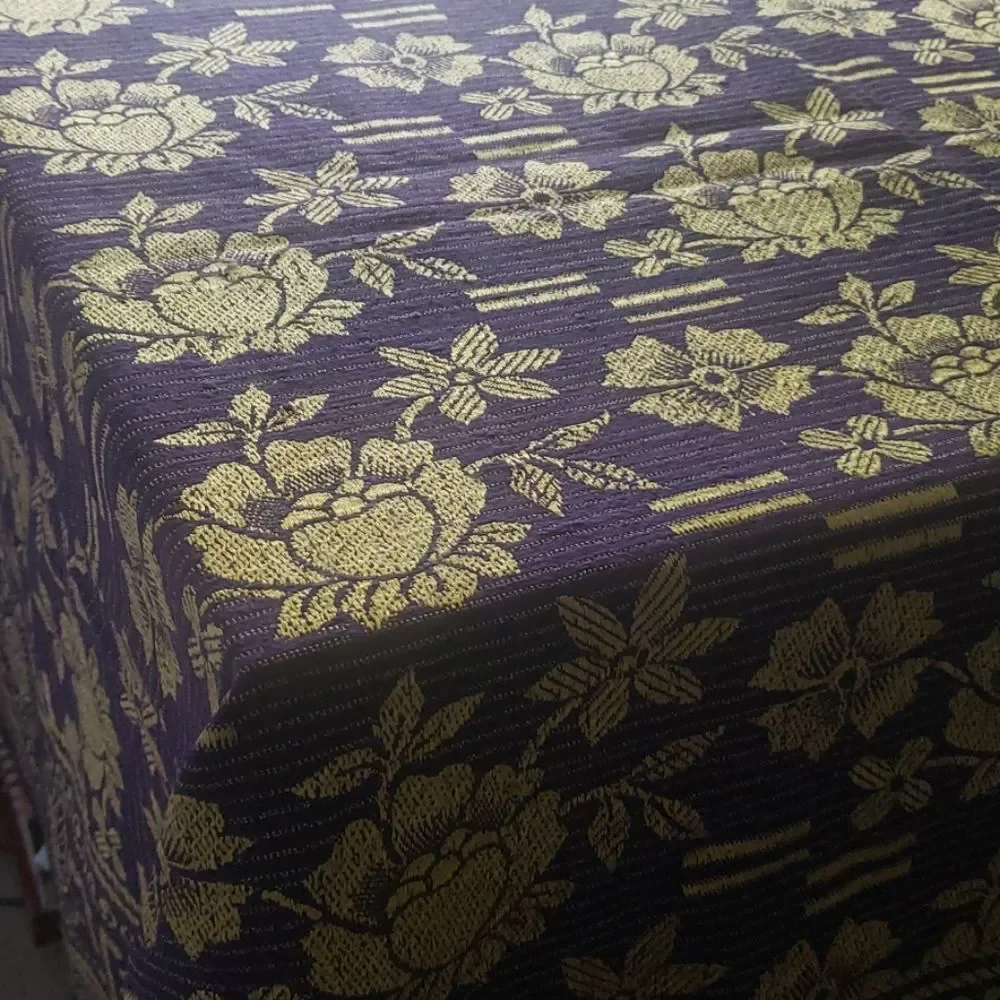 purple and gold batik tablecloth